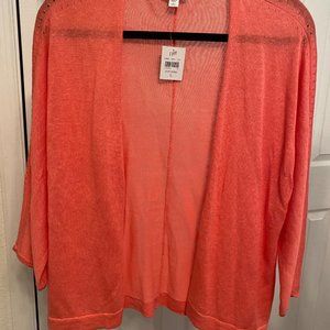 NWT J.Jill Coral Knit Open Crop Cardigan Size L Missy